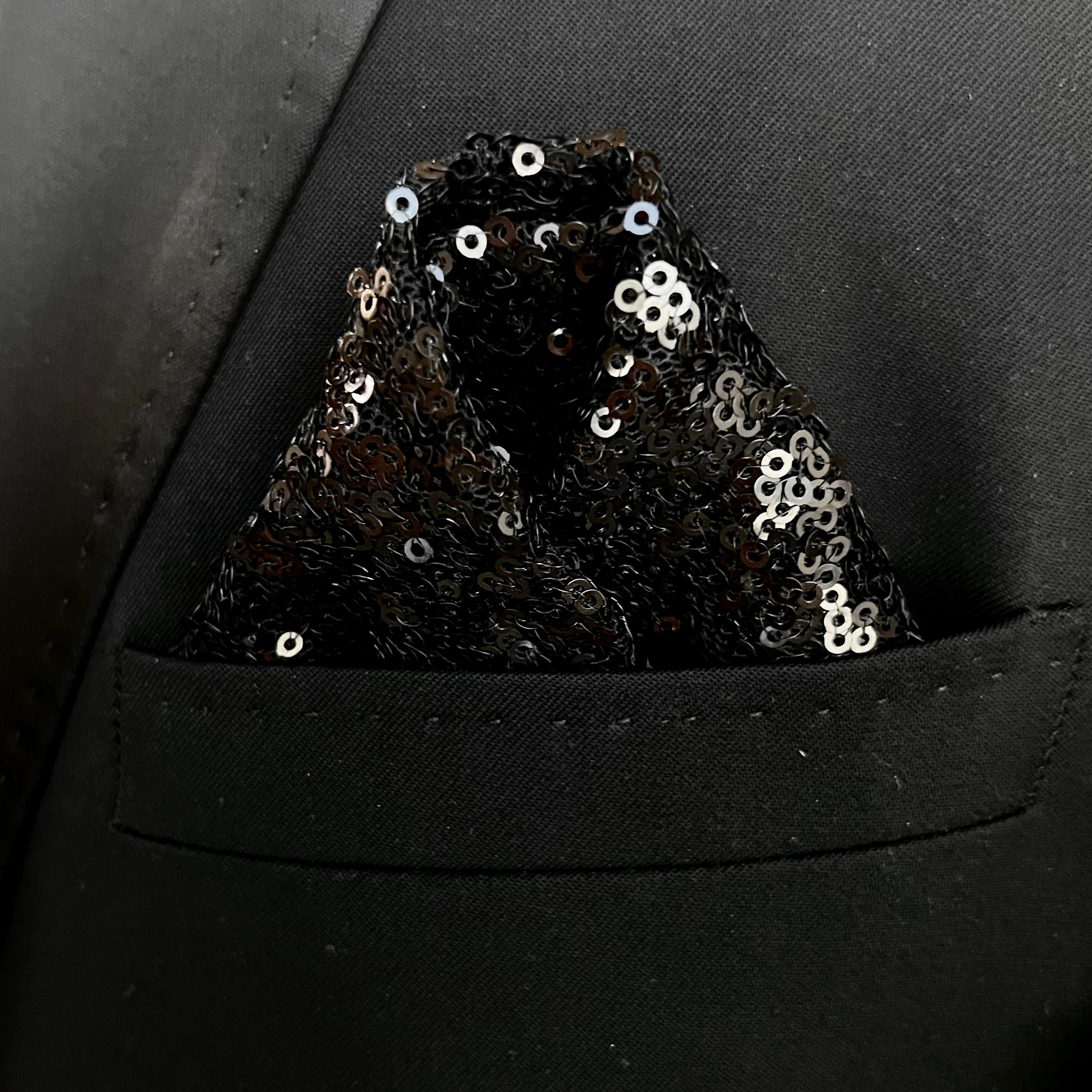 Black Sequin Pocket Square