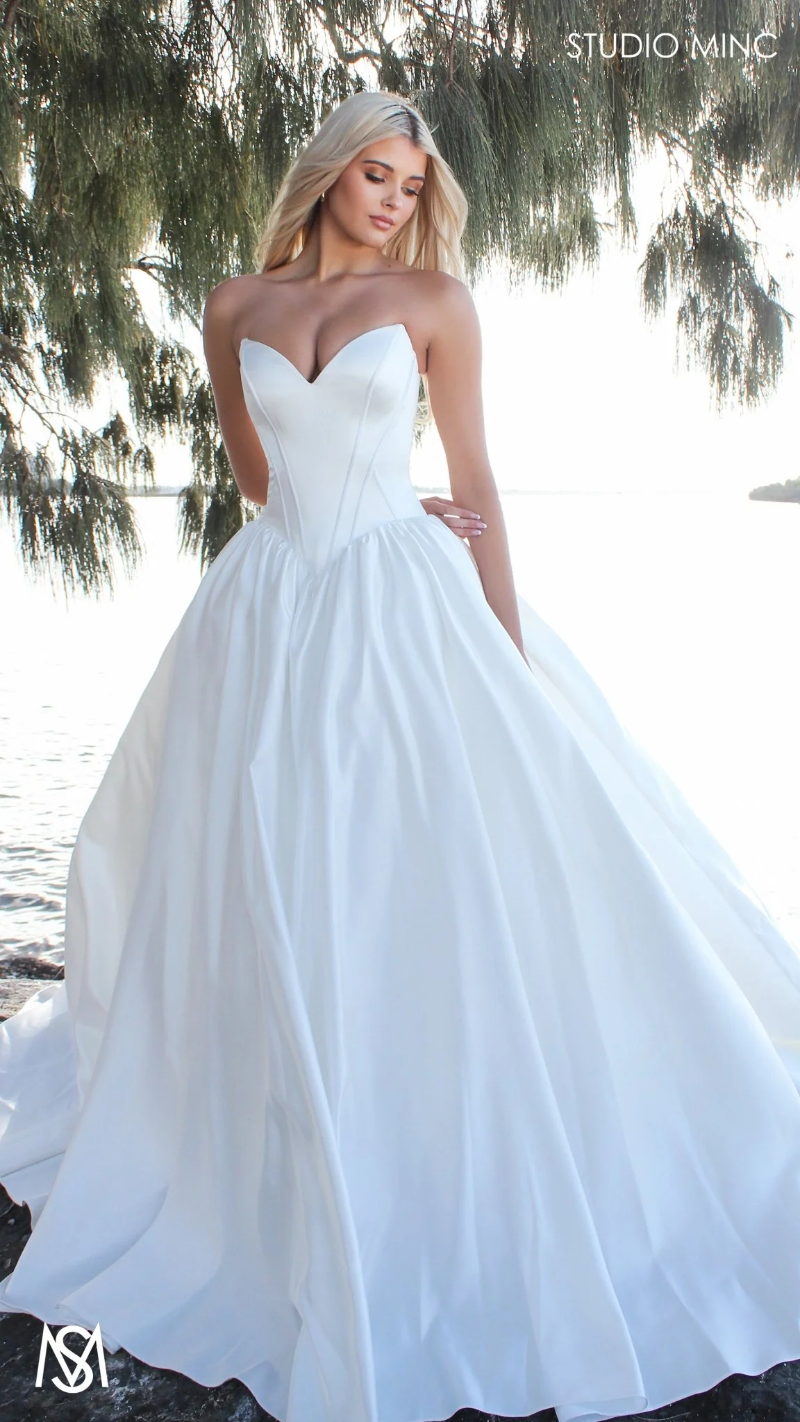 Bondi - Wedding Dress | Modern Strapless Drop Waist Corset lace up gown petticoat - Image 5