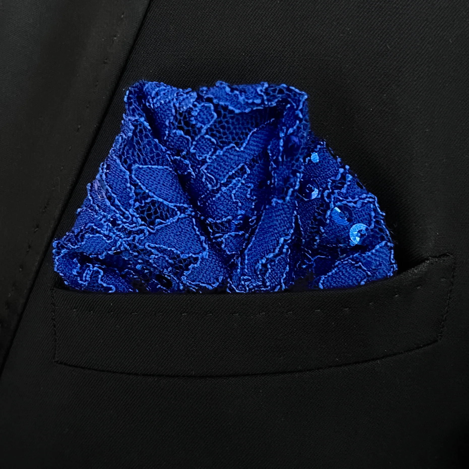 Cobalt Lace Pocket Square