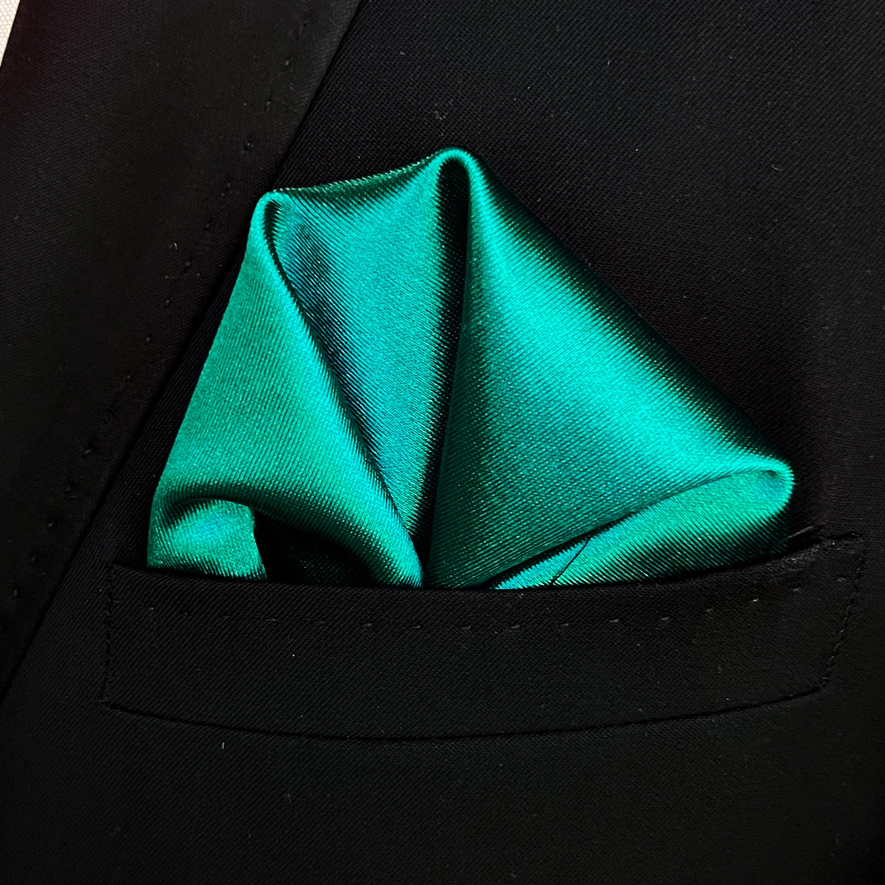 Emerald Thick Satin Pocket Square