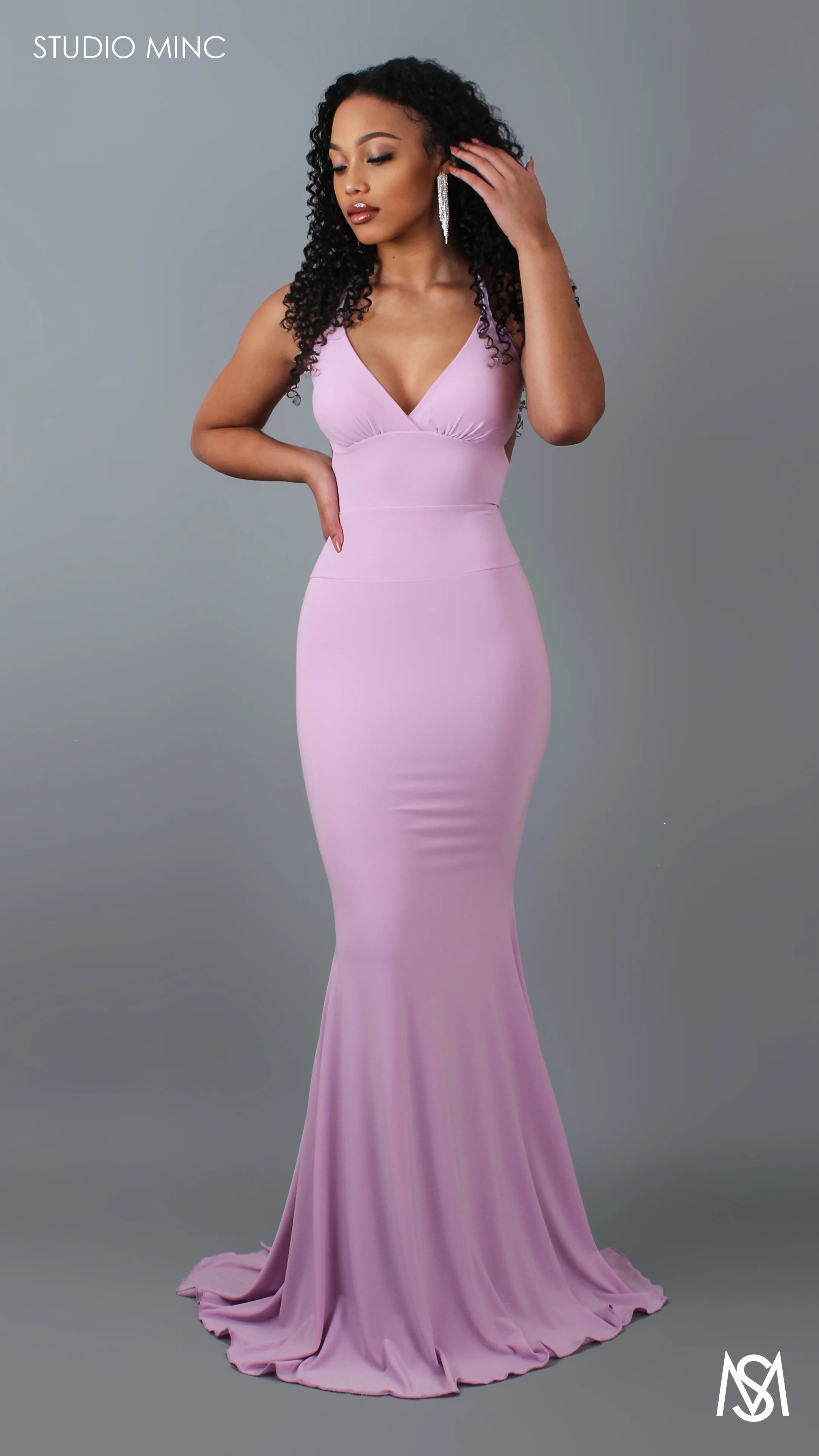 SILHOUETTE - Lavender Fitted Formal Dress with Cut Outs - Image 2