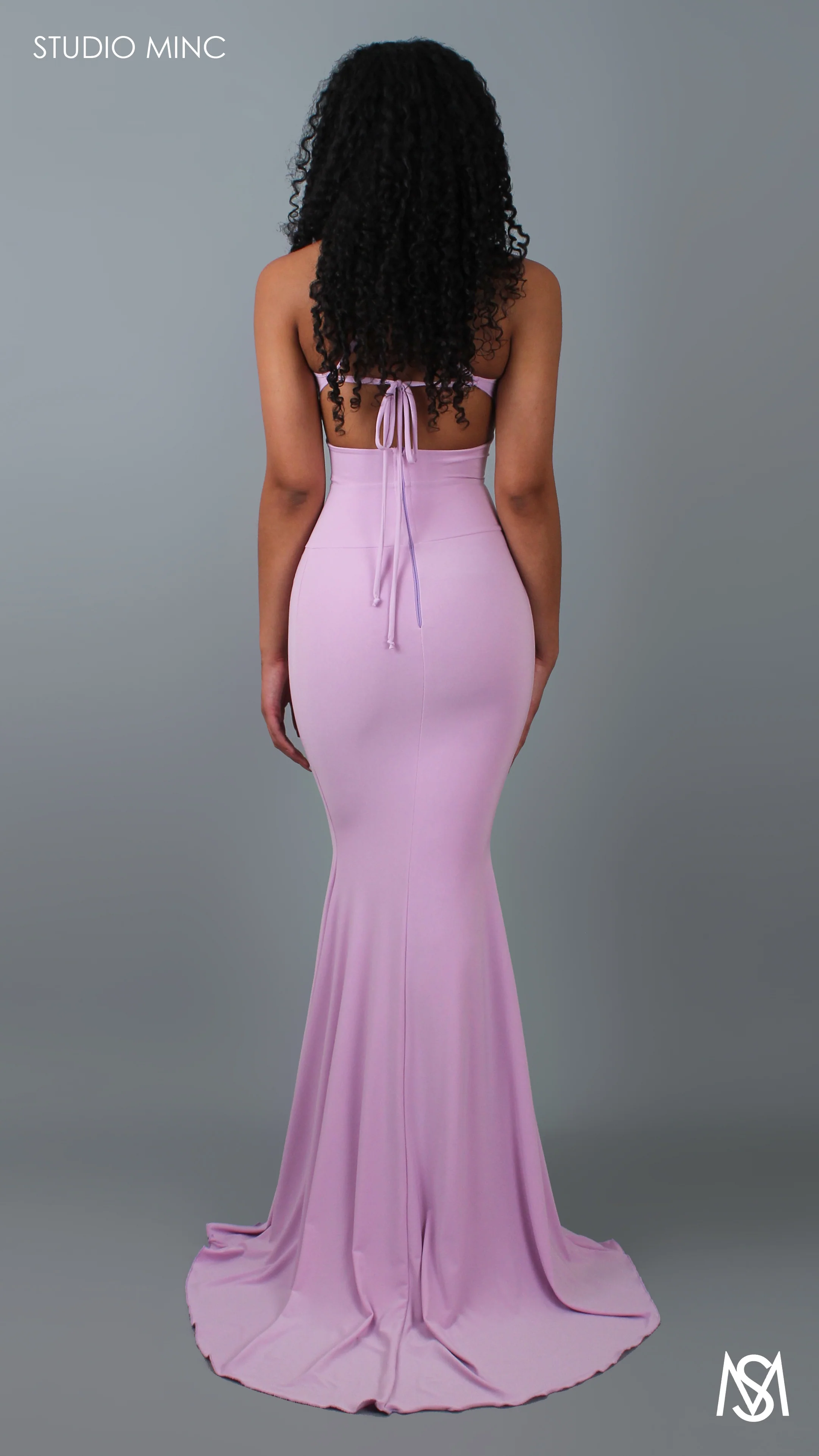 SILHOUETTE - Lavender Fitted Formal Dress with Cut Outs - Image 3