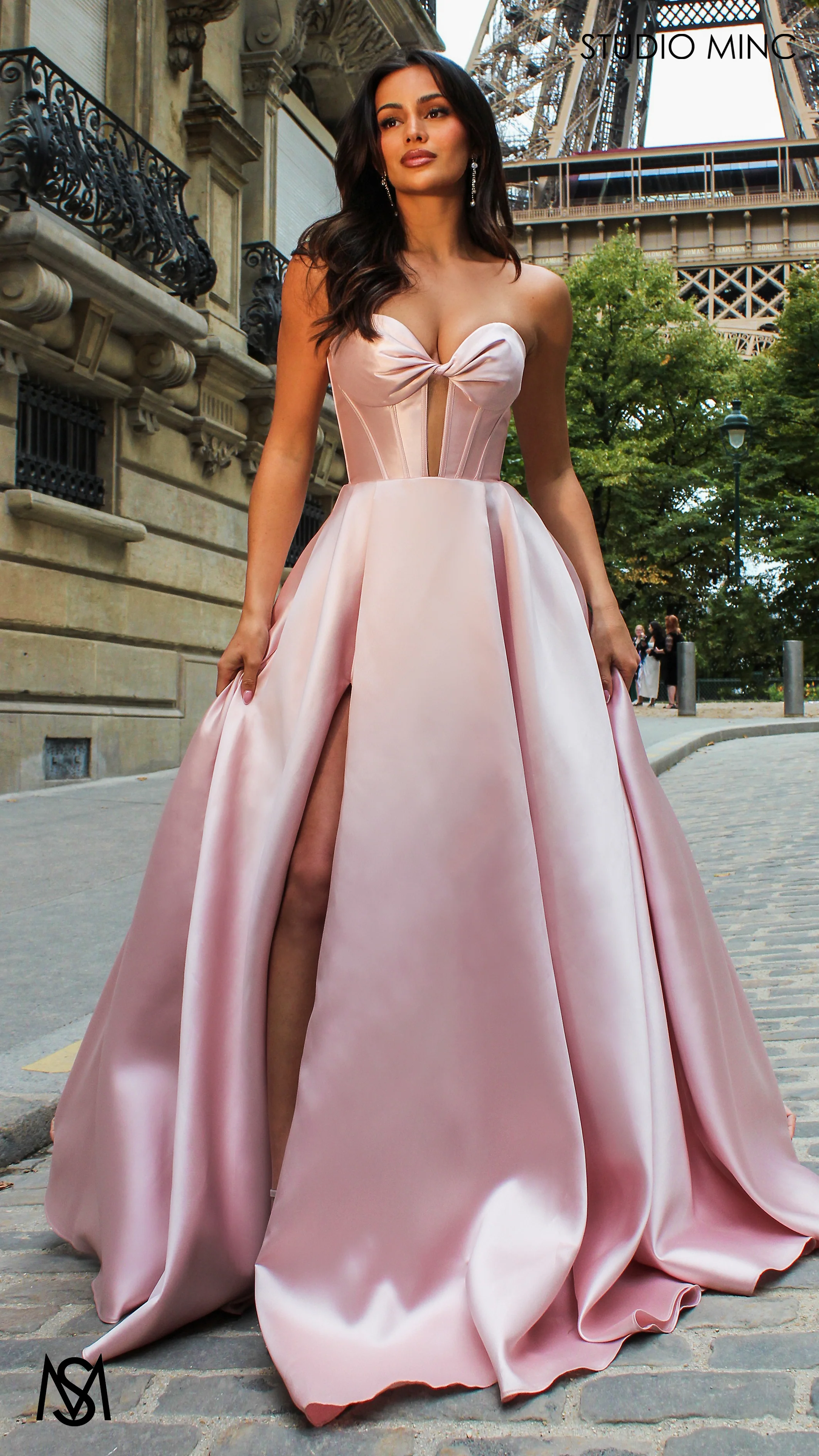 Madeleine - Light Pink formal Dress | Strapless twist corset Mikado satin ball gown - Image 4