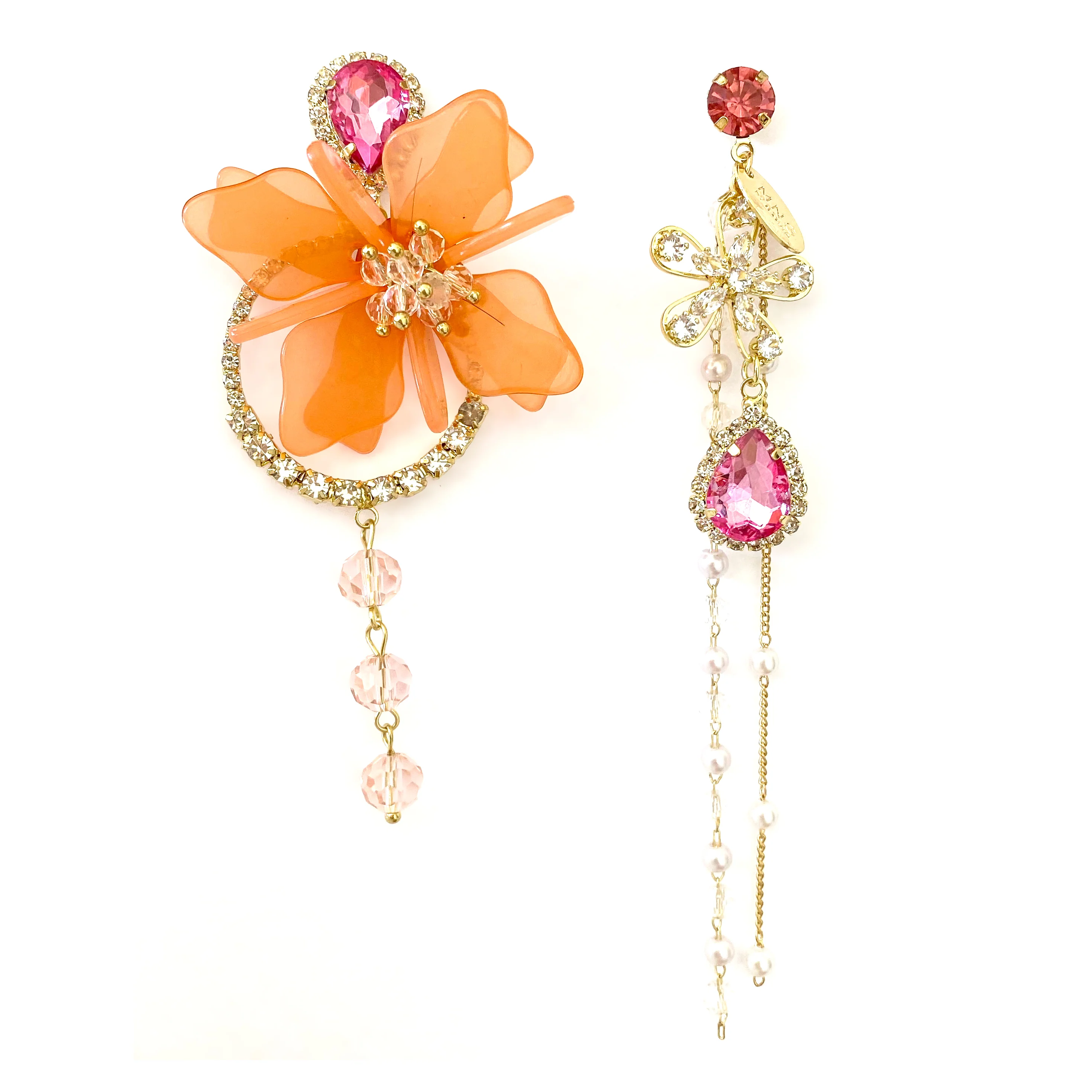 Peach Hibiscus Earrings - Image 2