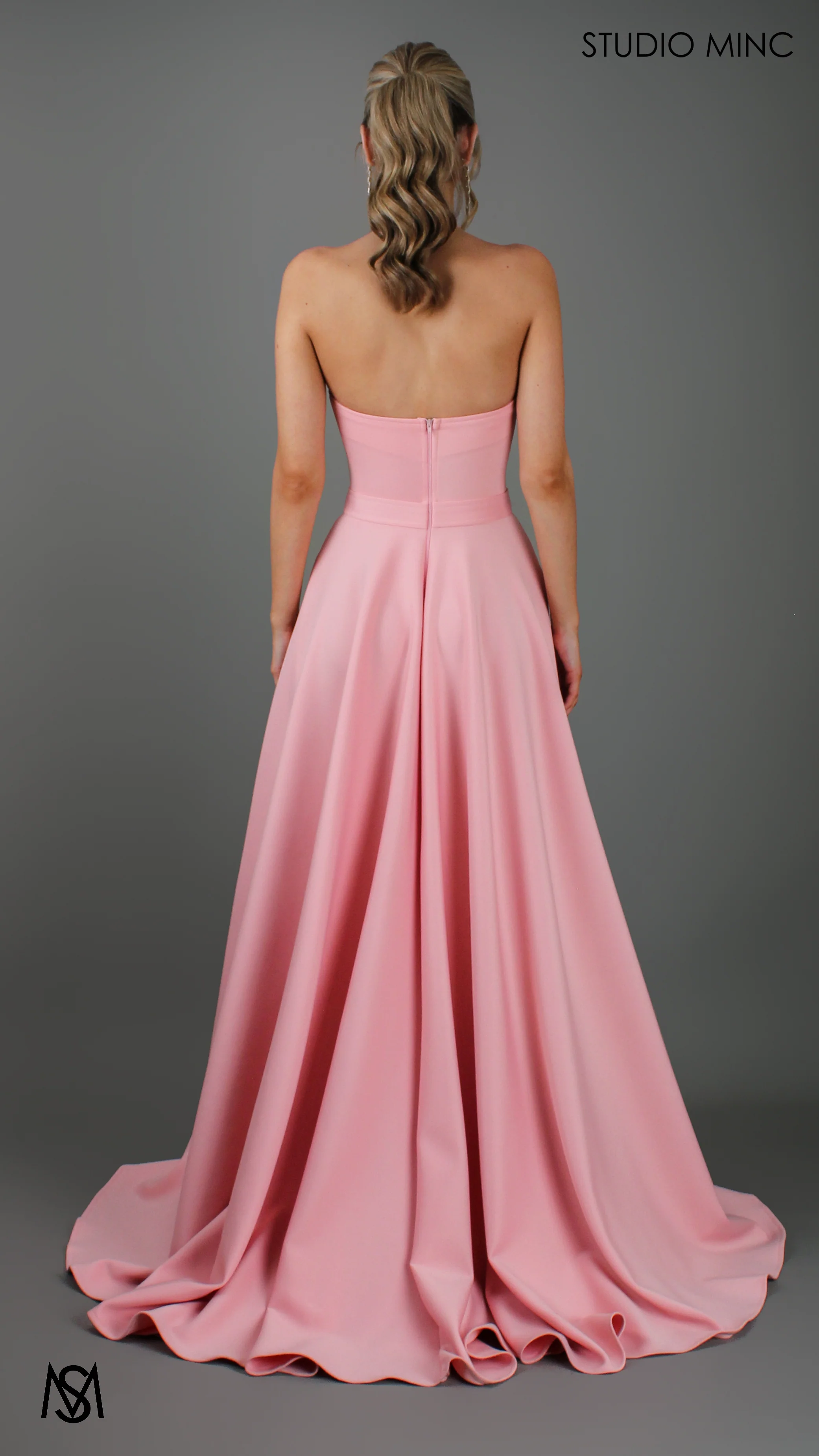 SWEETHEART - Pink Strapless Formal dress with Corset & Full Circle Skirt - Image 4