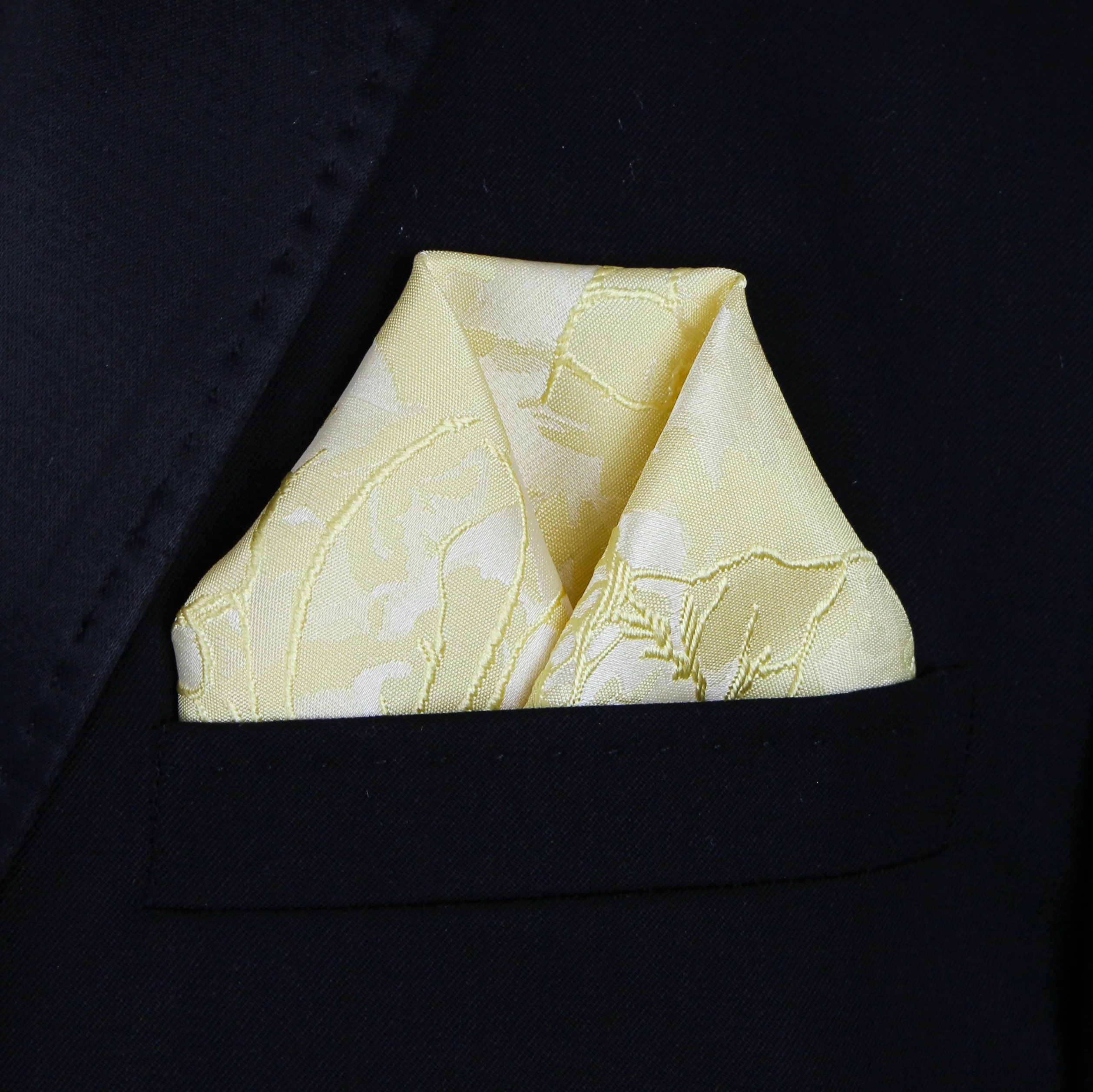 Pocket Square | Yellow Satin Embossed #14