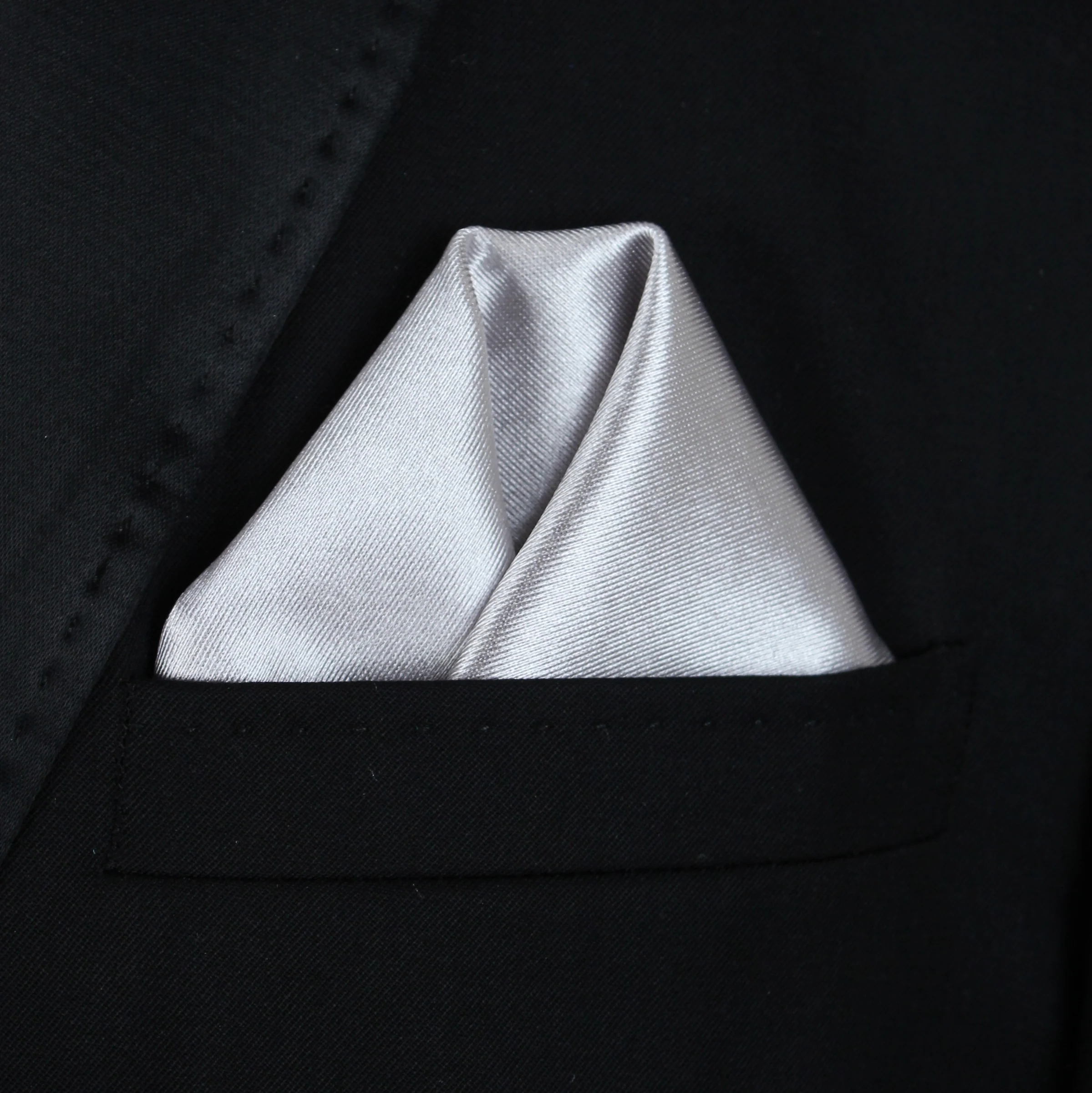 Pocket Square | Silver Thick Satin #34
