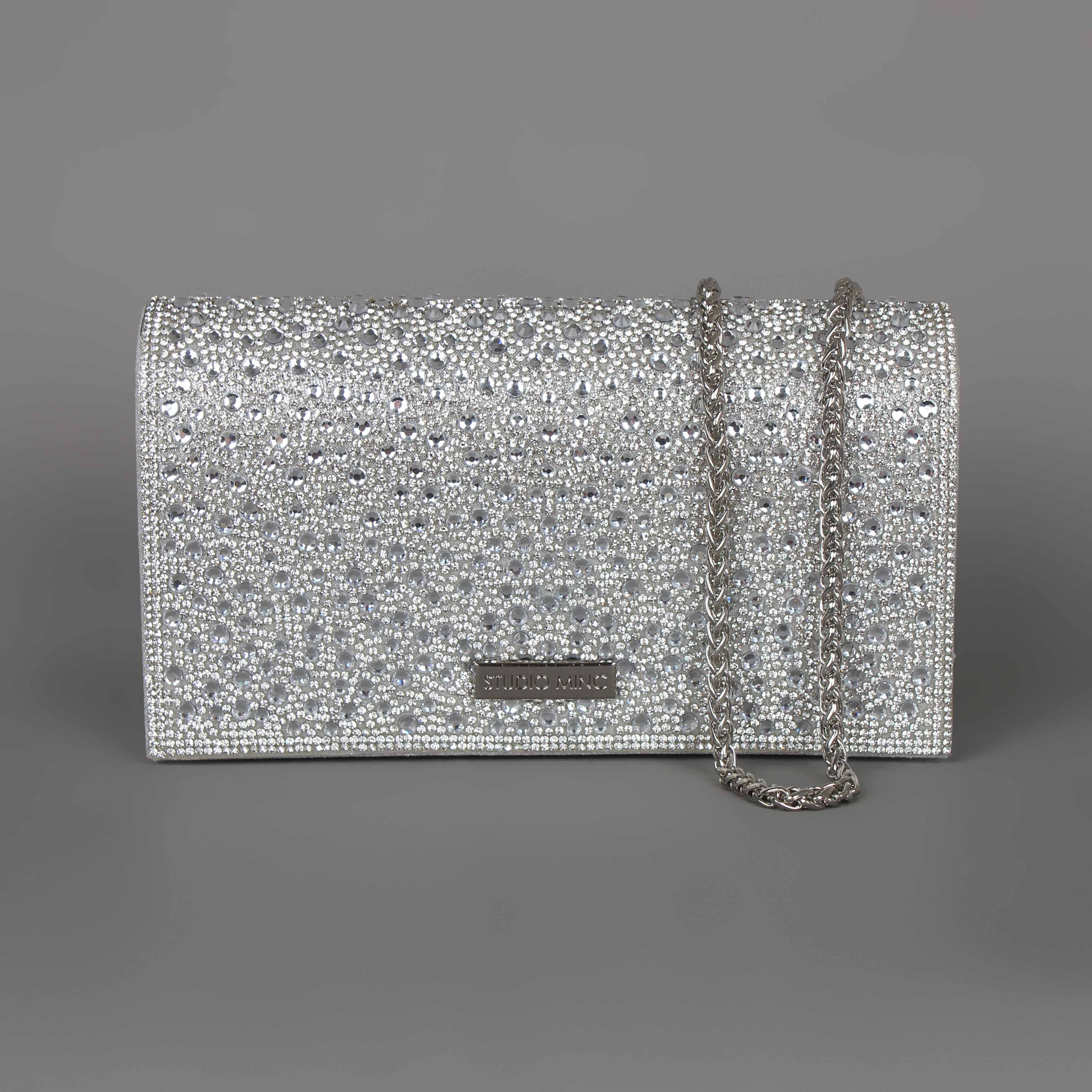 Rhinestone Clutch | Silver rhinestone evening bag formal - Image 5