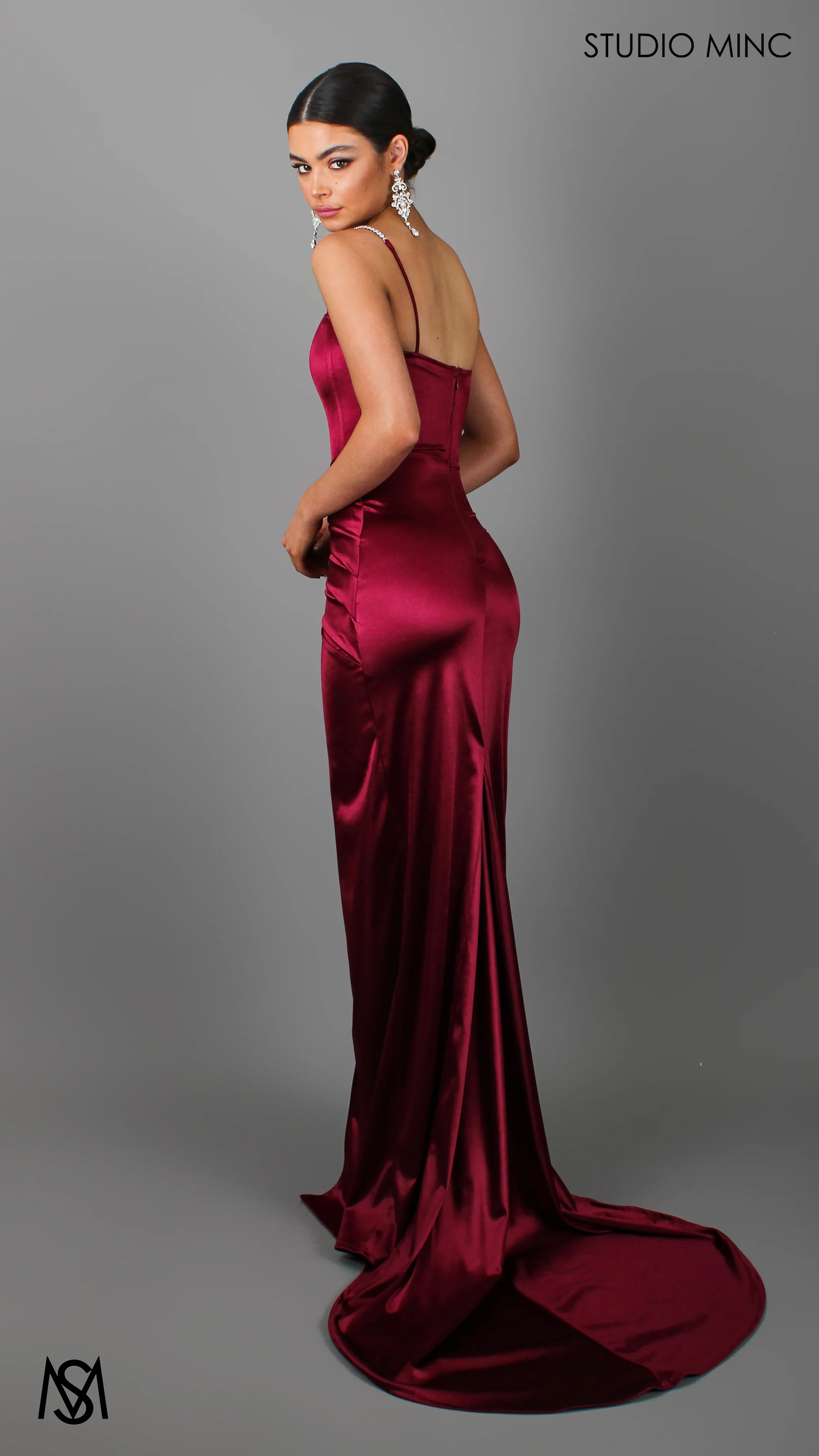 Crave - Ruby Satin Corset Formal Dress with Leg Split - Image 3