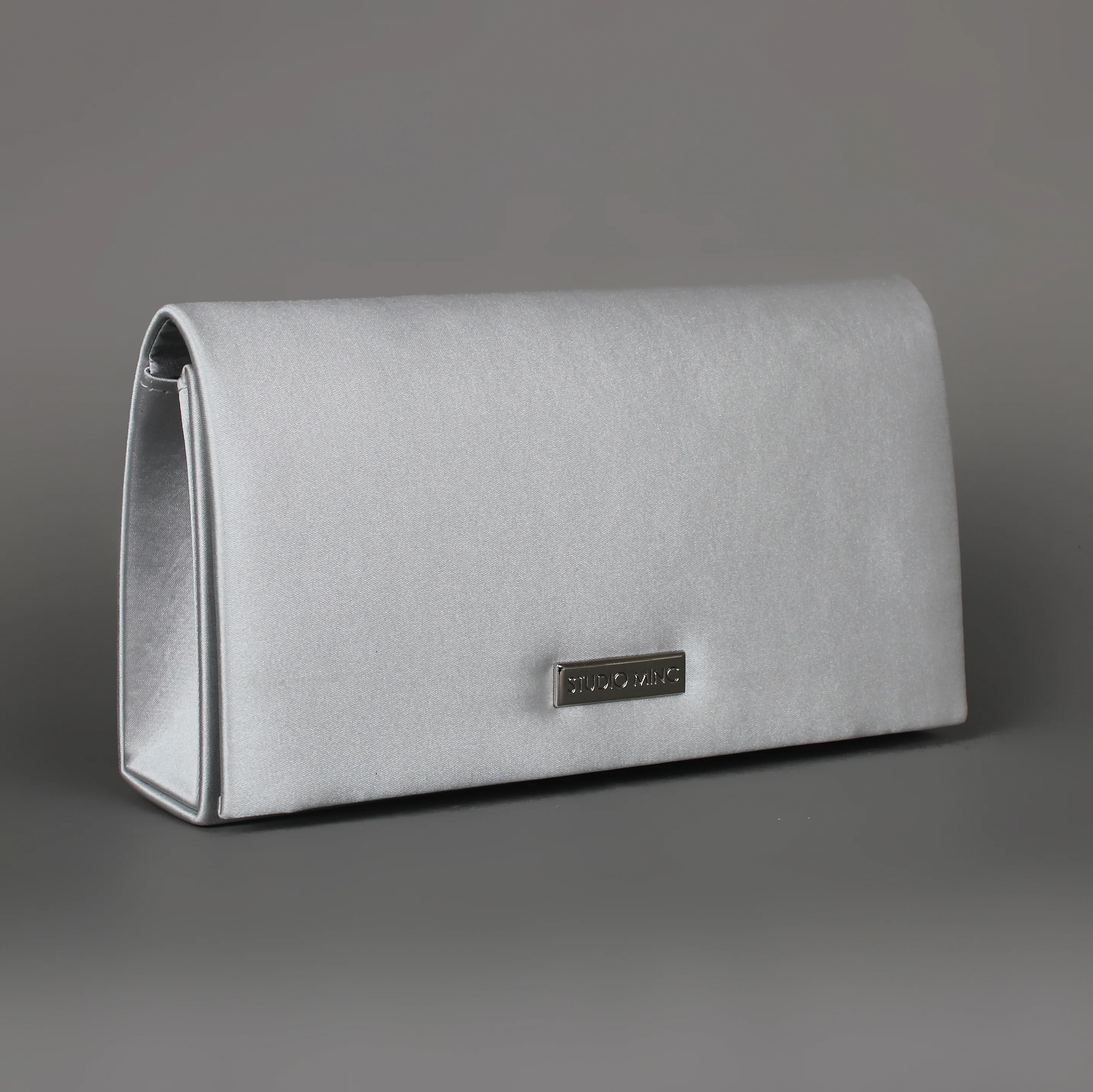 Satin Clutch | Silver Satin evening bag formal - Image 3