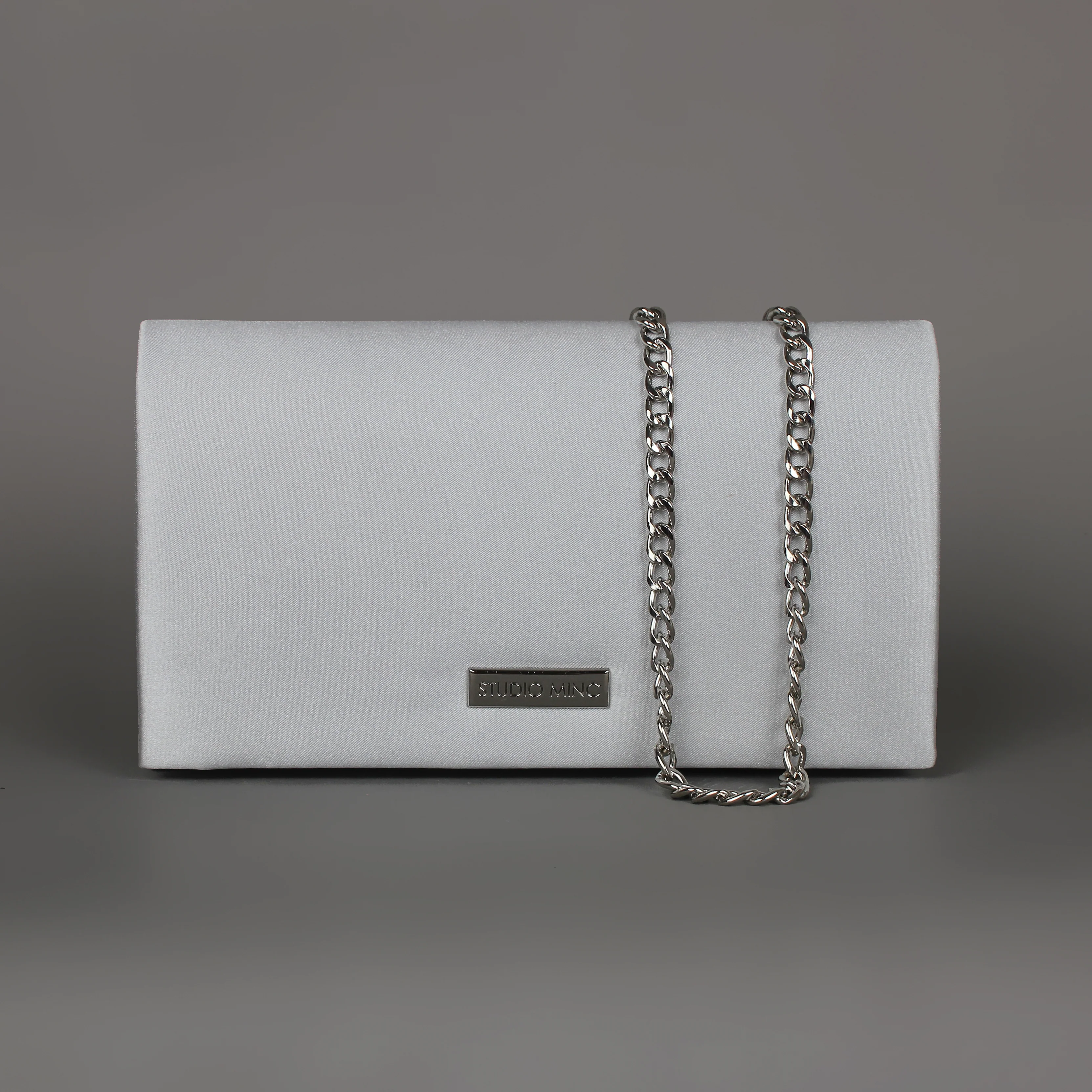 Satin Clutch | Silver Satin evening bag formal - Image 5